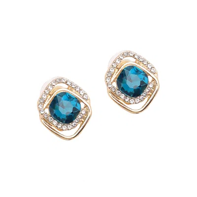 Sohi Women's Blue Wrap Stud Earrings