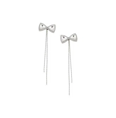 Sohi Women's Bow Chain Drop Earrings In Silver