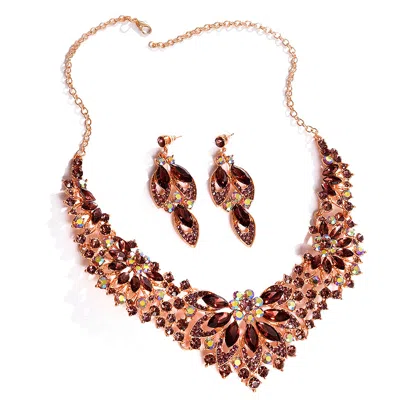 Sohi Women's Brown Foliage Jewellery Set