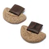 Sohi Women's Brown Straw Drop Earrings