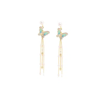 Sohi Women's Butterfly Drop Earrings In Gold