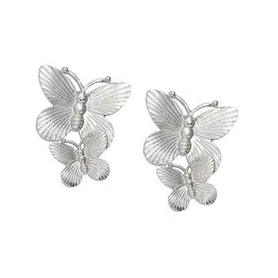 Sohi Women's Butterfly Stud Earrings In Metallic