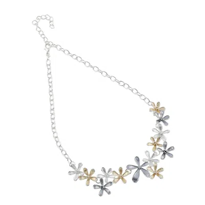 Sohi Women's Champayne Gold:metallic Silver The Daisy Collar Necklace In Multi