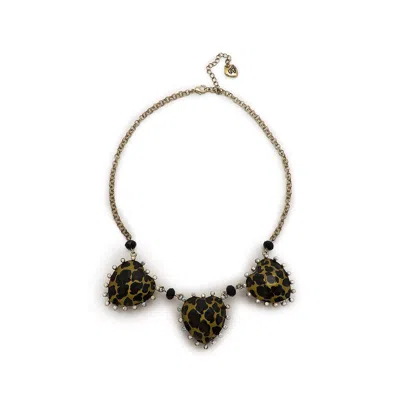 Sohi Women's Cheetah Statement Necklace In Brown