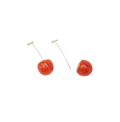 Sohi Women's Cherry Drop Earrings In Red