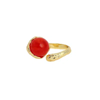 Sohi Women's Cherry Red The Cherry Finger Ring