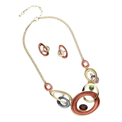 Sohi Women's Circular Cluster Jewellery Set - Multicolour