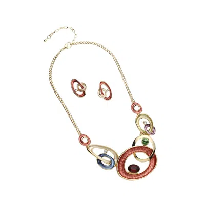 Sohi Women's Circular Cluster Jewellery Set In Gold