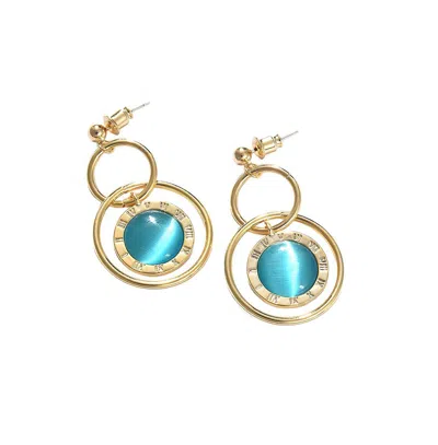 Sohi Women's Circular Drop Earrings In Blue