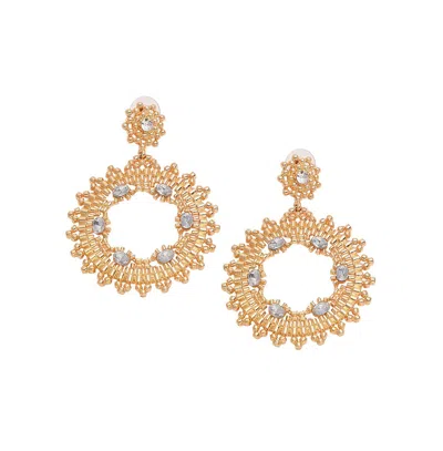 Sohi Women's Circular Drop Earrings In Gold