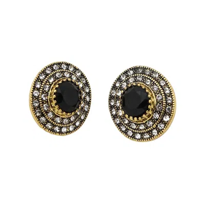 Sohi Women's Circular Stud Earrings In Black