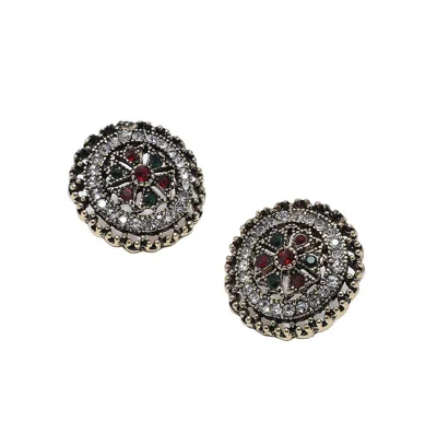 Sohi Women's Circular Stud Earrings In Gold