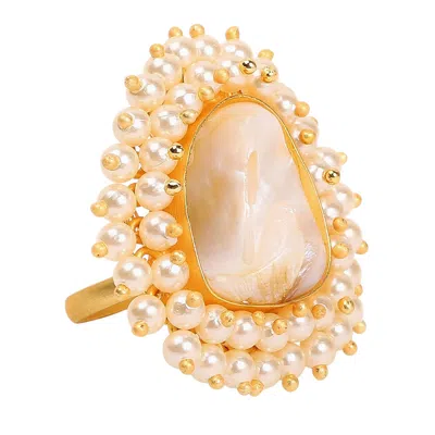 Sohi Women's Cluster Stone Statement Ring In Gold