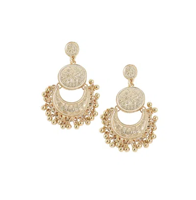 Sohi Women's Coin Drop Earrings In Gold