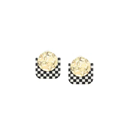 Sohi Women's Coin Stud Earrings In Gold