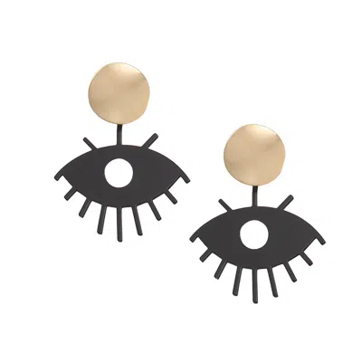 Sohi Women's Contrast Drop Earrings In Black