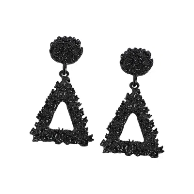 Sohi Women's Corroded Drop Earrings In Black