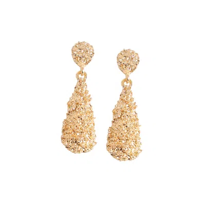 Sohi Women's Corroded Drop Earrings In Gold