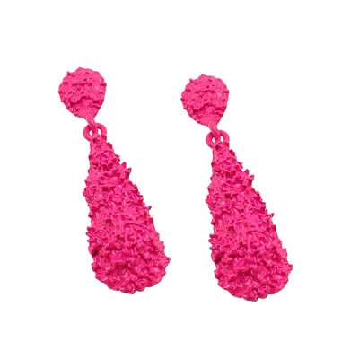 Sohi Women's Corroded Drop Earrings In Red