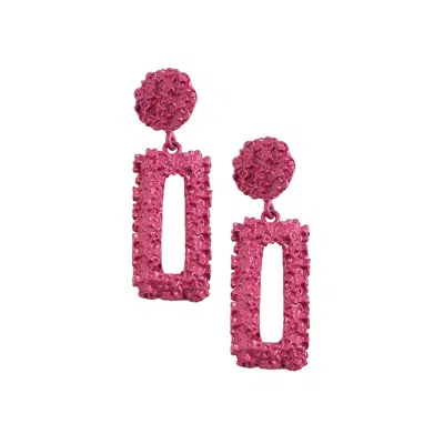 Sohi Women's Corroded Drop Earrings In Red