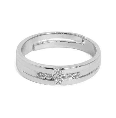Sohi Women's Cross Finger Ring In Silver