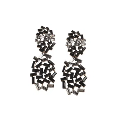 Sohi Women's Crystal Drop Earrings In Black