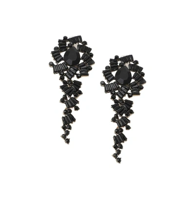 Sohi Women's Crystal Drop Earrings In Black