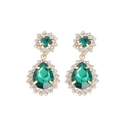 Sohi Women's Crystal Drop Earrings In Green