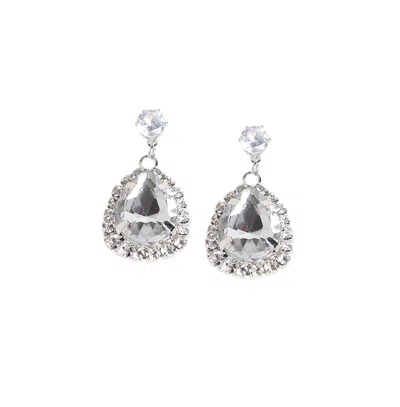 Sohi Women's Crystal Drop Earrings In Silver