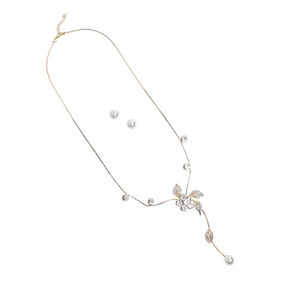 Sohi Women's Crystal Silver Foliage Branch Negligee Necklace