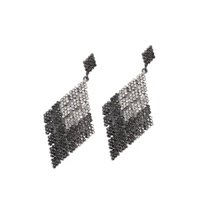 Sohi Women's Crystal Silver Ombre Rhombus Drop Earrings