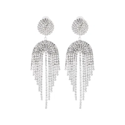Sohi Women's Crystal Silver The Adeline Drop Earrings