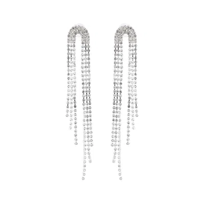Sohi Women's Crystal Silver The Cristallo Drop Earrings
