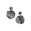 Sohi Women's Crystal Silver:onyx Black The Glacier Swirl Drop Earrings