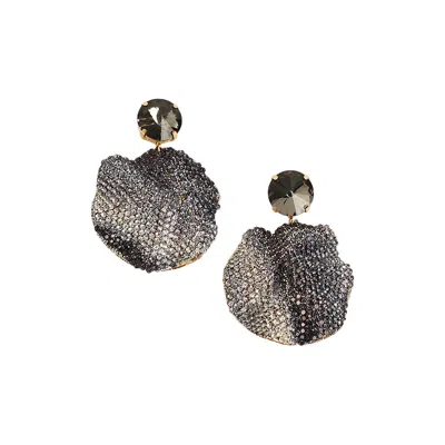Sohi Women's Crystal Silver:onyx Black The Glacier Swirl Drop Earrings In Multi
