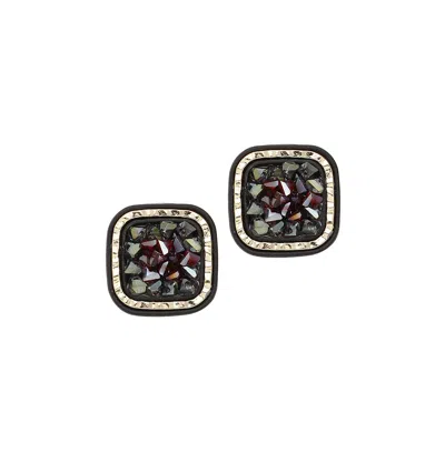 Sohi Women's Crystal Stud Earrings In Black