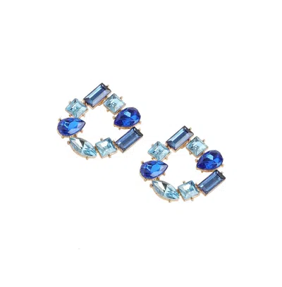 Sohi Women's Crystal Stud Earrings In Blue