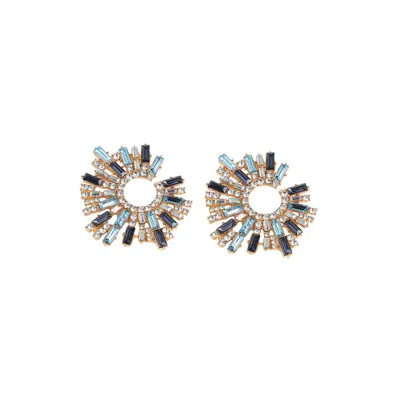 Sohi Women's Crystal Stud Earrings In Blue