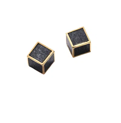 Sohi Women's Cube Stud Earrings In Black