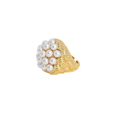 Sohi Women's Daisy White The Elizabethan Statement Ring