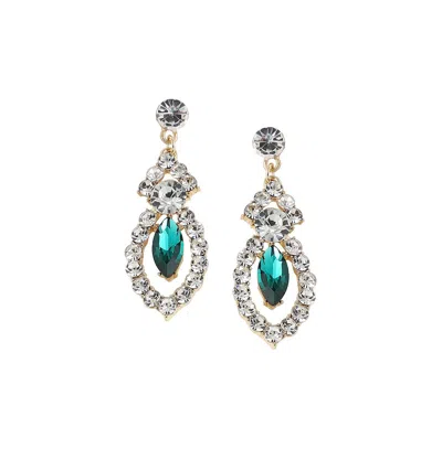 Sohi Women's Dazzling Drop Earrings In Green