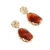 Sohi Brown Color Brown Stone Gold Plated Drop Earrings For Women's In Brown