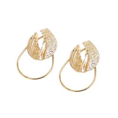 Sohi Women's Dented Drop Earrings In Gold
