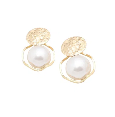 Sohi Women's Dented Drop Earrings In Gold