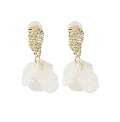 Sohi Women's Dented Drop Earrings In White