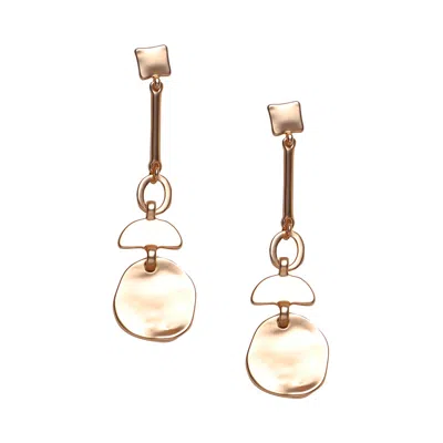 Sohi Women's Dented Relic Drop Earrings - California Gold