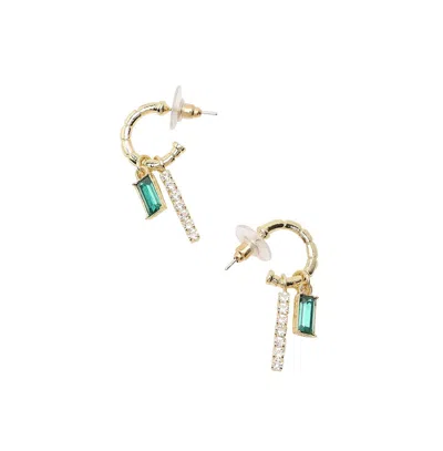 Sohi Women's Drop Bling Hoop Earrings In Green
