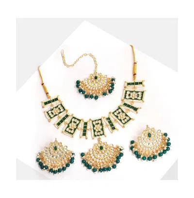 Sohi Women's Drop Jewellery Set In Green