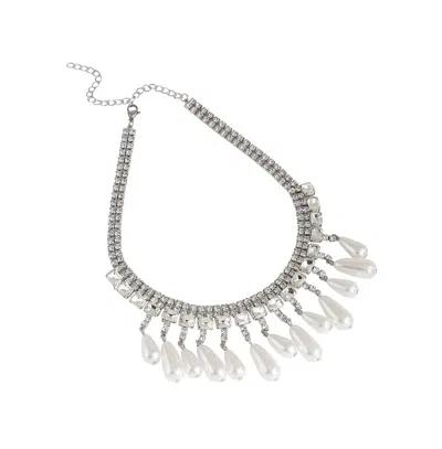 Sohi Women's Drop Statement Necklace In White