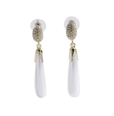 Sohi Women's Elongated Drop Earrings In White